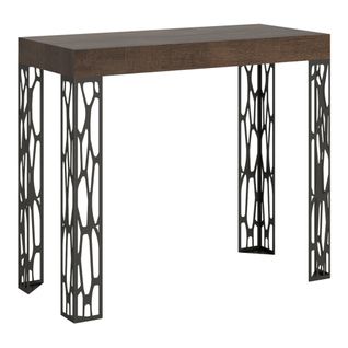 Console Extensible 90x40/196 Cm Ghibli Small Noyer Cadre Anthracite