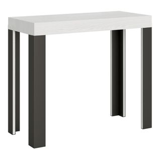 Console Extensible 90x40/196 Cm Linea Small Frêne Blanc Cadre Anthracite