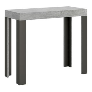 Console Extensible 90x40/196 Cm Linea Small Ciment Cadre Anthracite