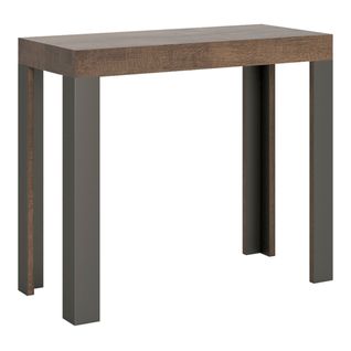Console Extensible 90x40/196 Cm Linea Small Noyer Cadre Anthracite