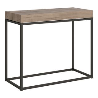 Console Extensible 90x40/300 Cm Nordica Chêne Nature Cadre Anthracite