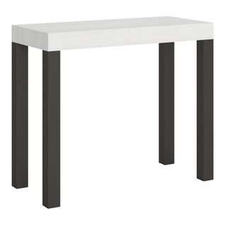 Console Extensible 90x40/300 Cm Everyday Frêne Blanc Cadre Anthracite