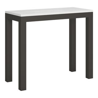 Console Extensible 90x40/300 Cm Everyday Evolution Frêne Blanc Cadre Anthracite