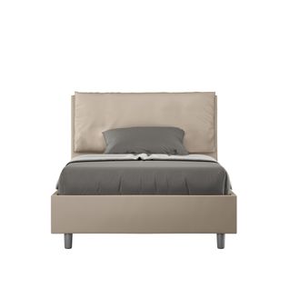 Lit 1 Place Et Demi Coffre Rembourré 120x190 Similicuir Taupe Antea Large