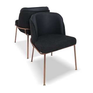 Thun Boucle - Lot De 2 Fauteuils De Design En Métal, Siège En Tissu Bouclé Et Dossier En Similcuir