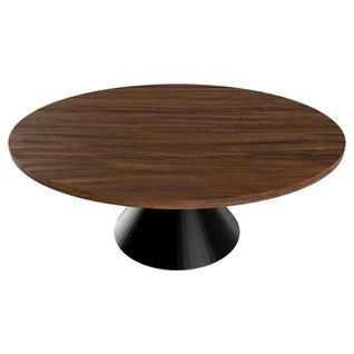 Graal Black - Table Ronde Ø120 Cm Base Double Cône En Métal Noir Et Plateau En Bois Stratifié Ébène