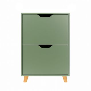 Emma - Meuble à Chaussures Gain De Place 2 Portes 55x82x25 Cm 12 Paires En Bois Sauge