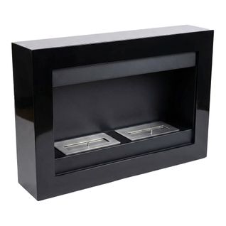 Vespasiano - Cheminée Murale à Éthanol 80x51x16 Cm Avec 2 Brûleurs De 3 Litres Noir