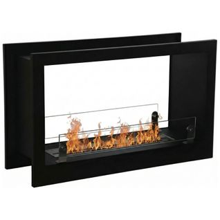 Massenzio - Cheminée à Bioéthanol Encastrable 90x55x30 Cm Brûleur 2,3 Litres Noir