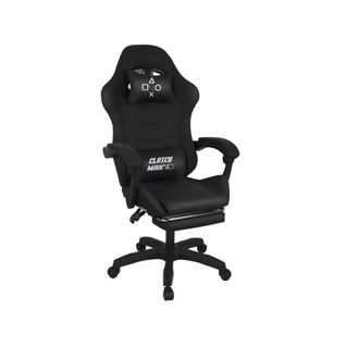 Clutch - Chaise De Gaming Ergonomique Avec Coussin Lombaire, Appuie-tête Et Repose-pieds En Pvc Noir