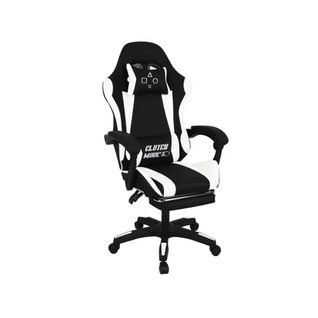 Clutch - Chaise De Gaming Ergonomique Avec Coussin Lombaire, Repose-pieds En Pvc Noir Et Blanc