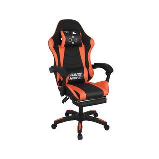 Clutch - Chaise De Gaming Ergonomique Avec Coussin Lombaire, Repose-pieds En Pvc Noir Et Rouge