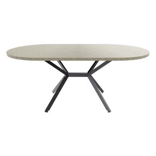 Marui Big - Table De Salle à Manger Ovale 180x100 Cm En Bois Texturé Avec Pied Central En Métal Ashi