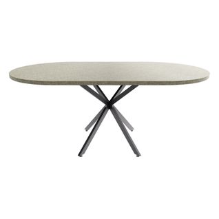 Marui Big - Table De Salle à Manger Ovale 180x100 Cm En Bois Texturé Avec Pied Central En Métal Kiso