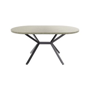 Marui Small - Table De Salle à Manger Ovale 150x90 Cm En Bois Texturé Avec Pied Central Ashi
