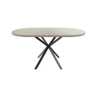 Marui Small - Table De Salle à Manger Ovale 150x90 Cm En Bois Texturé Avec Pied Central Kiso