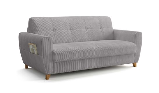 Canapé 3 Places Maxi Mod. Sole 18 Convertible Avec Ouverture Express En Tissu Lin. 86 Gris Clair