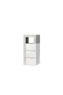 Commode Bicolore 3 Tiroirs En Blanc Brillant Et Ciment