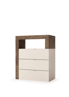 Commode Bicolore : Bois Foncé - Mercure Et Cachemire - Beige