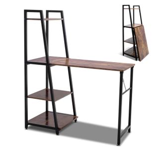 Bimyo - Bureau Pliant Avec Bibliothèque Peu Encombrante 50x41xh128 Cm De Style Industriel