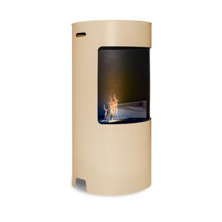 Giulio Cesare - Cheminée à Bioéthanol De Sol Ø40x80 Cm Design D’intérieur En Acier Inoxydable Taupe