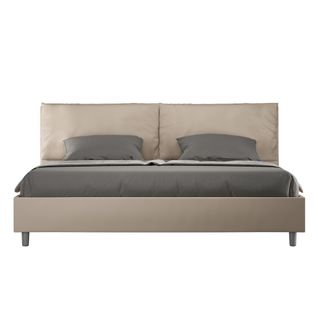 Lit King Size Avec Sommier Rembourré 200x200 Similicuir Taupe Antea Large