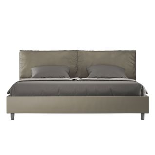 Lit King Size Avec Sommier Rembourré 200x200 Similicuir Cappuccino Antea Large