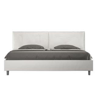 Lit King Size Avec Sommier Rembourré 200x200 Similicuir Blanc Appia Large