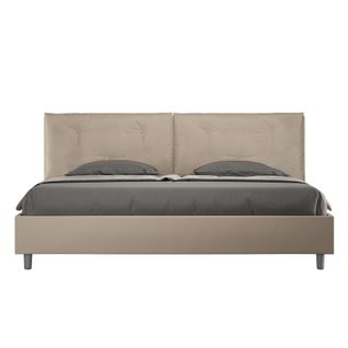 Lit King Size Avec Sommier Rembourré 200x200 Similicuir Taupe Appia Large