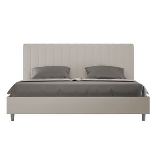Lit King Size Sans Sommier Rembourré 180x210 Similicuir Taupe Agueda