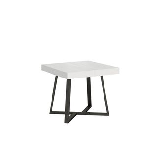 Table Extensible 90x90/194 Cm Zeplir Frêne Blanc Pieds Anthracite
