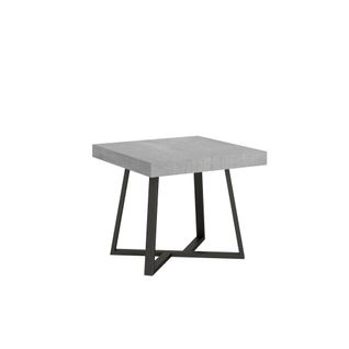 Table Extensible 90x90/194 Cm Zeplir Gris Béton Pieds Anthracite
