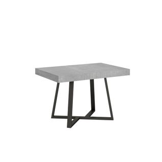 Table Extensible 80x120/204 Cm Zeplir Gris Béton Pieds Anthracite