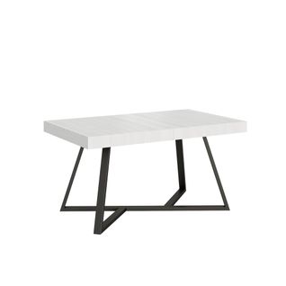 Table Extensible 90x140/400 Cm Booster Frêne Blanc Pieds Anthracite