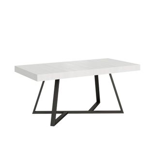 Table Extensible 90x180/440 Cm Booster Frêne Blanc Pieds Anthracite