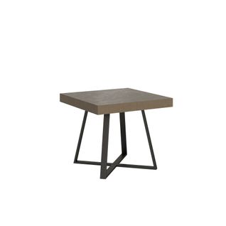 Table Extensible 90x90/194 Cm Abbraccio Taupe Pieds Anthracite