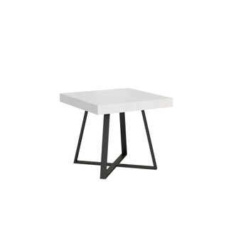 Table Extensible 90x90/194 Cm Abbraccio Frêne Blanc Pieds Anthracite