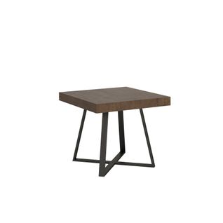 Table Extensible 90x90/194 Cm Abbraccio Noyer Pieds Anthracite