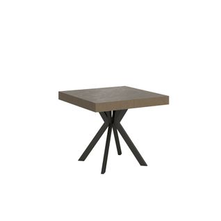 Table Extensible 90x90/194 Cm Dolcezza Taupe Pieds Anthracite