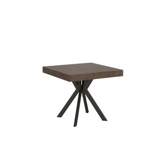 Table Extensible 90x90/194 Cm Dolcezza Noyer Pieds Anthracite