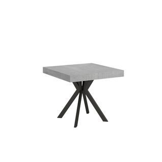 Table Extensible 90x90/194 Cm Dolcezza Gris Béton Pieds Anthracite
