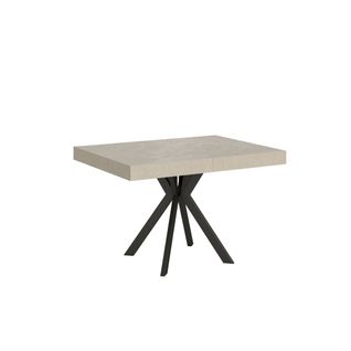 Table Extensible 80x120/204 Cm Dolcezza Cachemire Pieds Anthracite