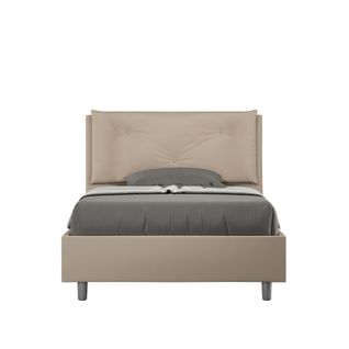 Lit 1 Place Et Demi Sans Sommier Rembourré 120x190 Similicuir Taupe Appia Large