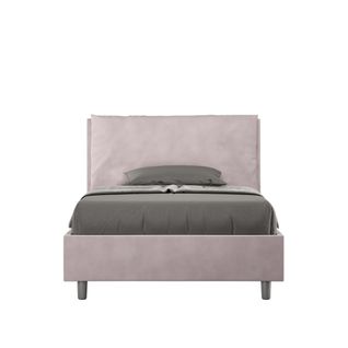 Lit 1 Place Et Demi Coffre Rembourré 120x190 Microfibre Lilas Antea Large