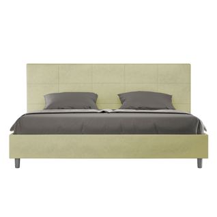 Lit King Size Avec Sommier Rembourré 180x210 Microfibre Vert Mika