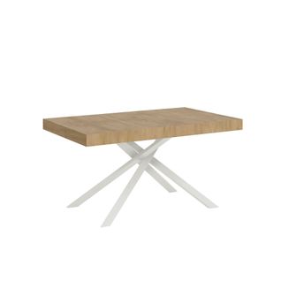 Table Extensible 90x160/420 Cm Karida Chêne Nature Pieds Blancs
