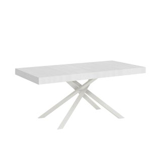 Table Extensible 90x180/440 Cm Karida Frêne Blanc Pieds Blancs