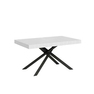 Table Extensible 90x140/244 Cm Karida Frêne Blanc Pieds Anthracite
