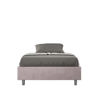 Cadre De Lit 1 Place Et Demi Sans Sommier Rembourré 120x190 Microfibre Lilas Azelia