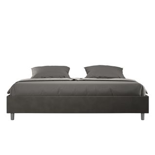 Lit Sans Sommier Rembourré 180x190 Microfibre Gris Azelia